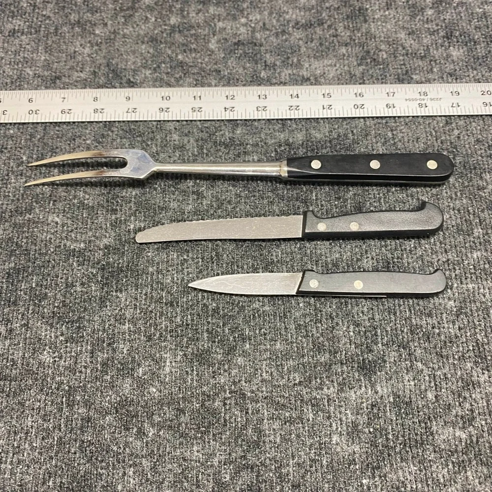 F. Dick Carving Fork Paring Knife K Sabatier Serrated Knife 3pc Set